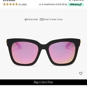 Diff Eyewear Black Frame Sunglasses with Pink Gradient Lenses